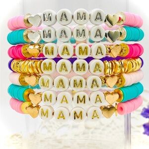 Mama heishi stretch bracelets